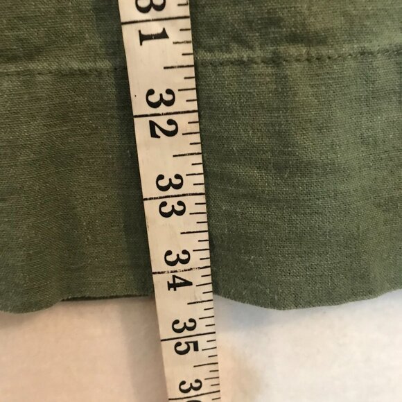 BBriggs Short Dress Size S Green Linen Blend Sleeveless Ruffled V-Neckline - Picture 10 of 11
